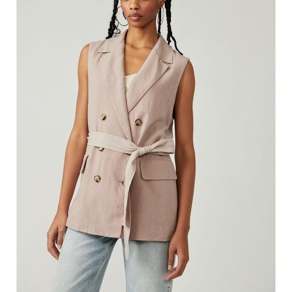 Free People Jackets & Blazers - Free People Olivia Double-Breasted Vest Mauve Purple XS
